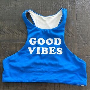 PINK Victoria's Secret Blue and White Bikini Swim Top